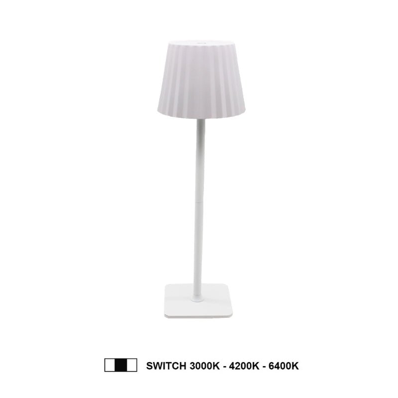 Lampe de Table Rechargeable Tactile Blanche Design 3W CCT - 3000K/4200K/6400K - SILAMP - 3