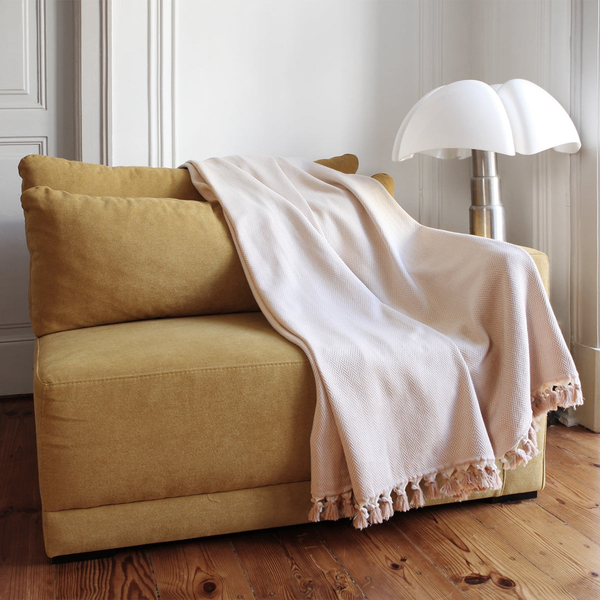 Plaid 130x170 coton taupe clair - 5