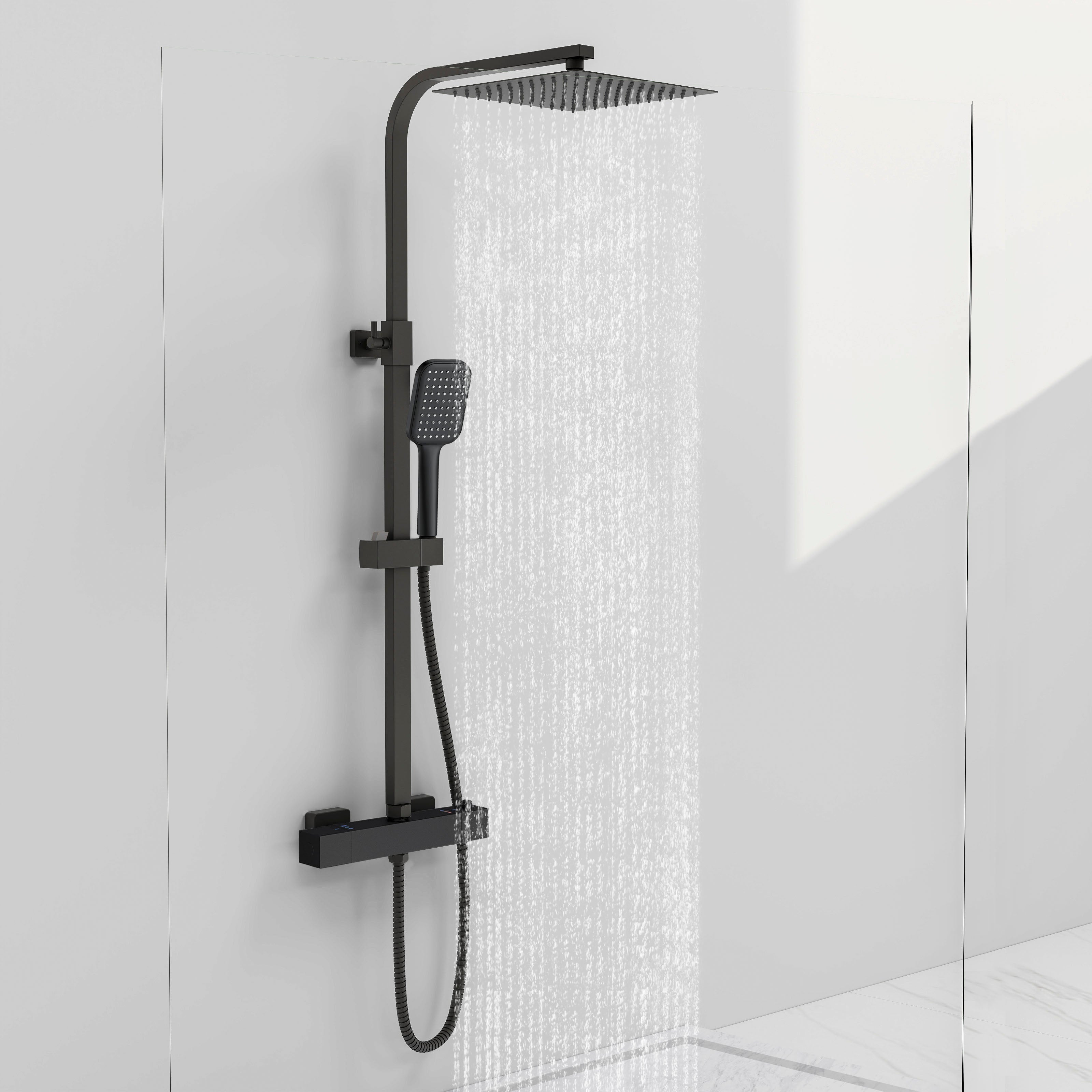 Morefine Scarico Doccia Quadrato In Acciaio Inox SUS 304 15,2 Cm - Nero Opaco Con Filtro Capelli E Griglia Incorporabile - Portata 60 L/min Per Bagno, Cucina, Balcone - 3