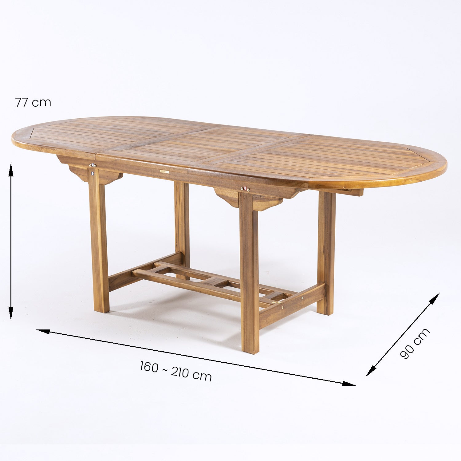 Conjunto de jardín de 6 sillones y mesa ovalada extensible de teca de 160 a 210 cm - 2