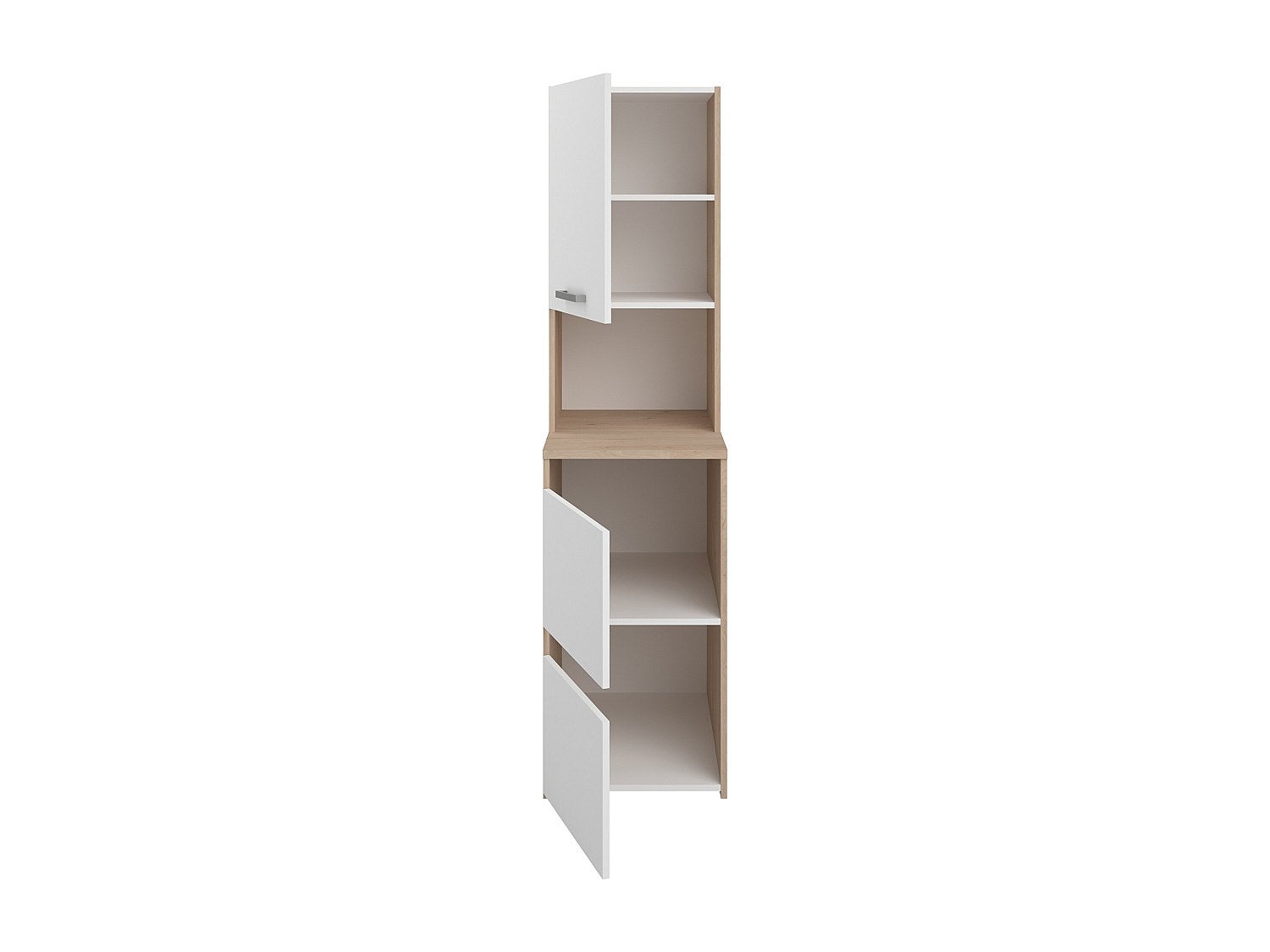 Mueble para lavadora con estantes y armarios - Natural claro y blanco - L111 x Alt. 184 cm - ERKANO - 4