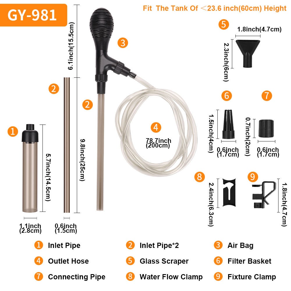Changeur d'eau pneumatique Tube de siphon Kit de nettoyage pour ...