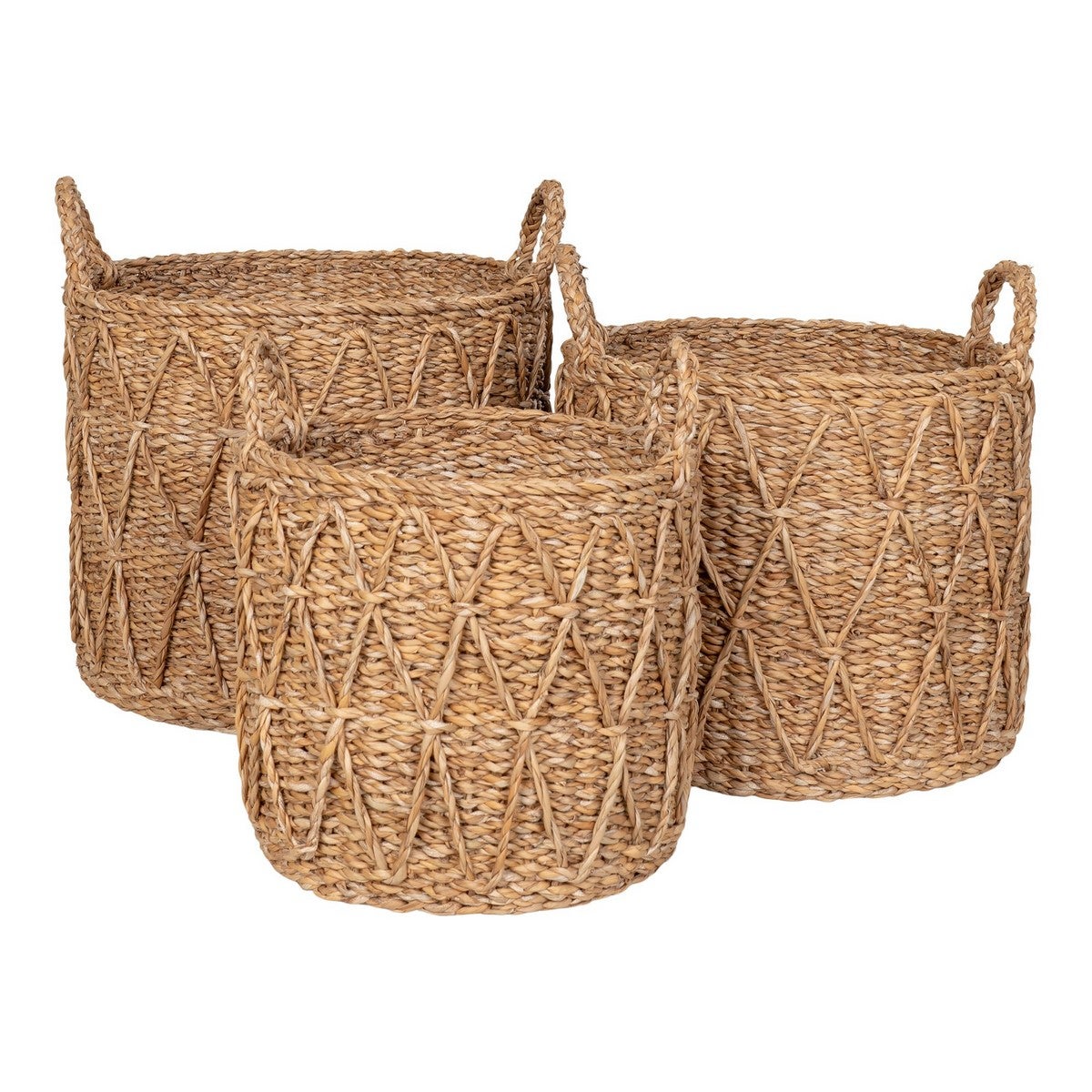 Zestaw 3 koszy do przechowywania Krabi, Trawa Morska, Brązowy, Seven Design