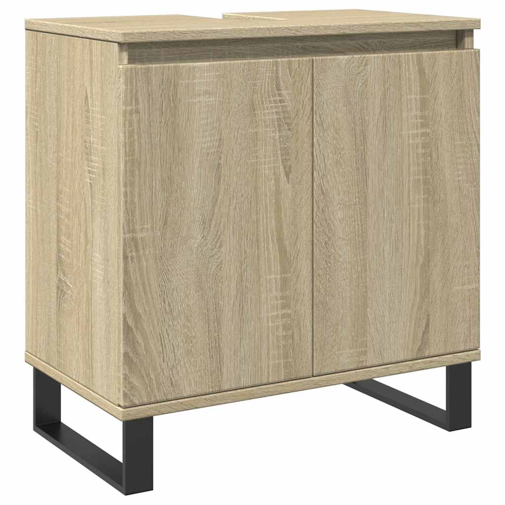Mobiletto Lavabo Silver Xonox Home – 2 Ante, 1 Ripiano, Legno Ingegnerizzato, Argento Fumé, 80x55x37cm – Design Moderno Per Bagno - 4