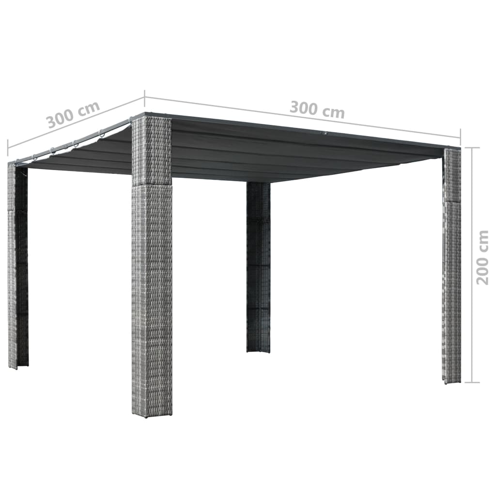 Maison Exclusive - Gazebo con Tetto in Polyrattan 300x300x220cm Grigio e Crema - 4