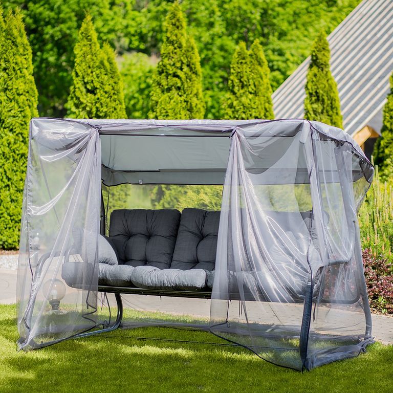 Huśtawka ogrodowa z moskitierą Celebes Plus szara kratka PATIO - 6