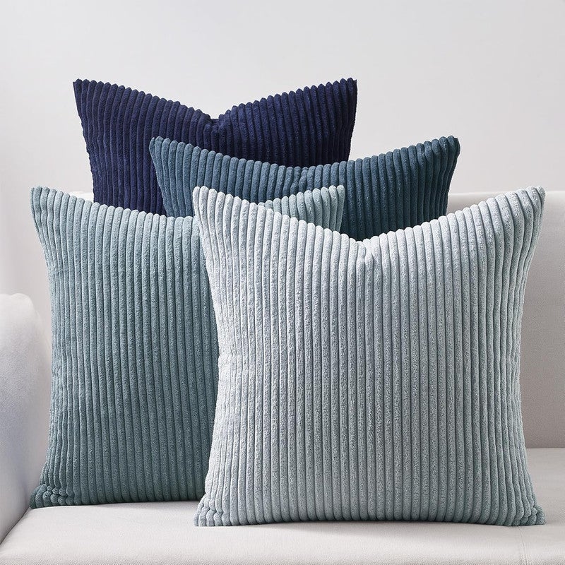 Housse de coussin - 65 x 65 cm - 1 pièce - Décoration pour chambre, salon et maison - Housse de coussin décorative à rayures,bleu - 4