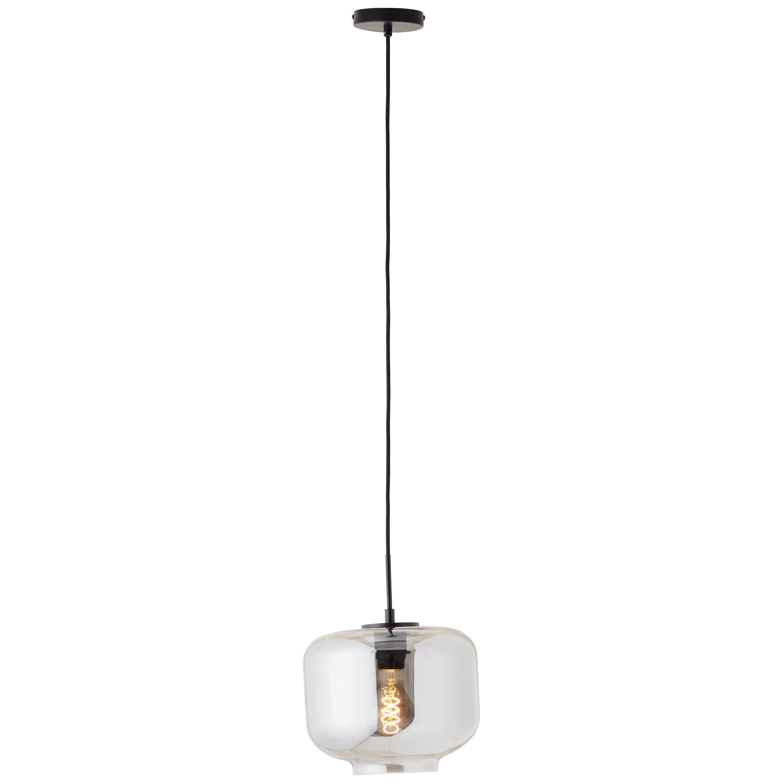 Brilliant Kleon 1-płomienna lampa wisząca czarna/dymione szkło, szkło/metal, 1x A60, E27, 40 W