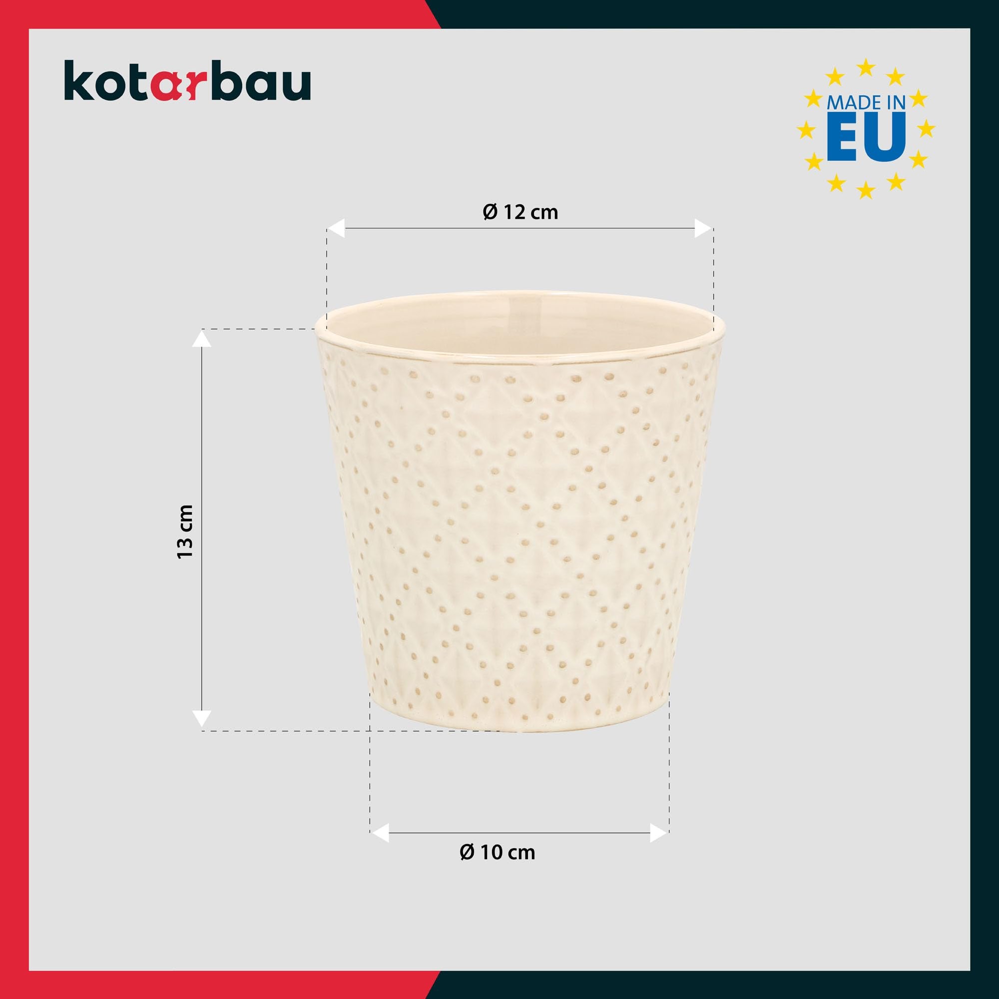 Donica 12cm doniczka osłonka trapezowa ceramika szkliwiona na kwiaty domowa - KOTARBAU - 3