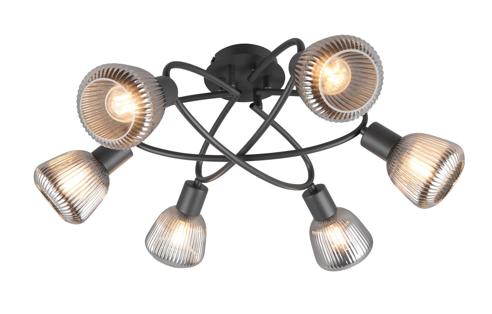 Lampa sufitowa wisząca Tarifa czarna-chromowana 6xE14x10W retro wym: 25 x 59 x 59 cm szkło Trio
