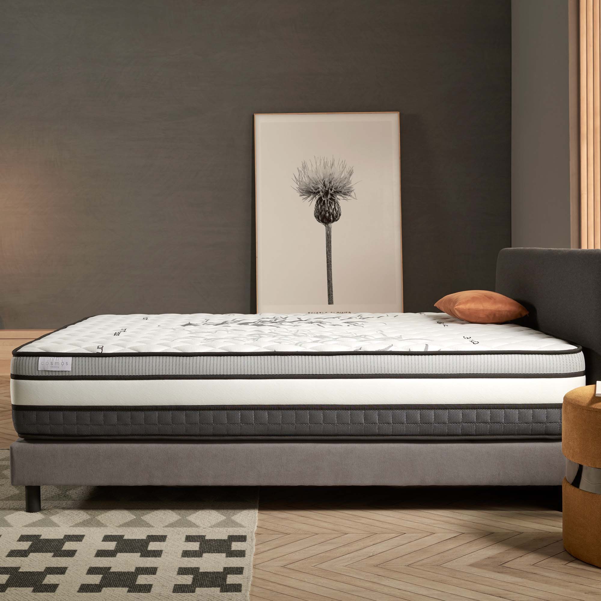 Solar 160x200 cm - Hybride - Ressorts Ensachés + Mousse à mémoire HR + Blue Latex - 7 Zones - Reversible - Haut de gamme - 3