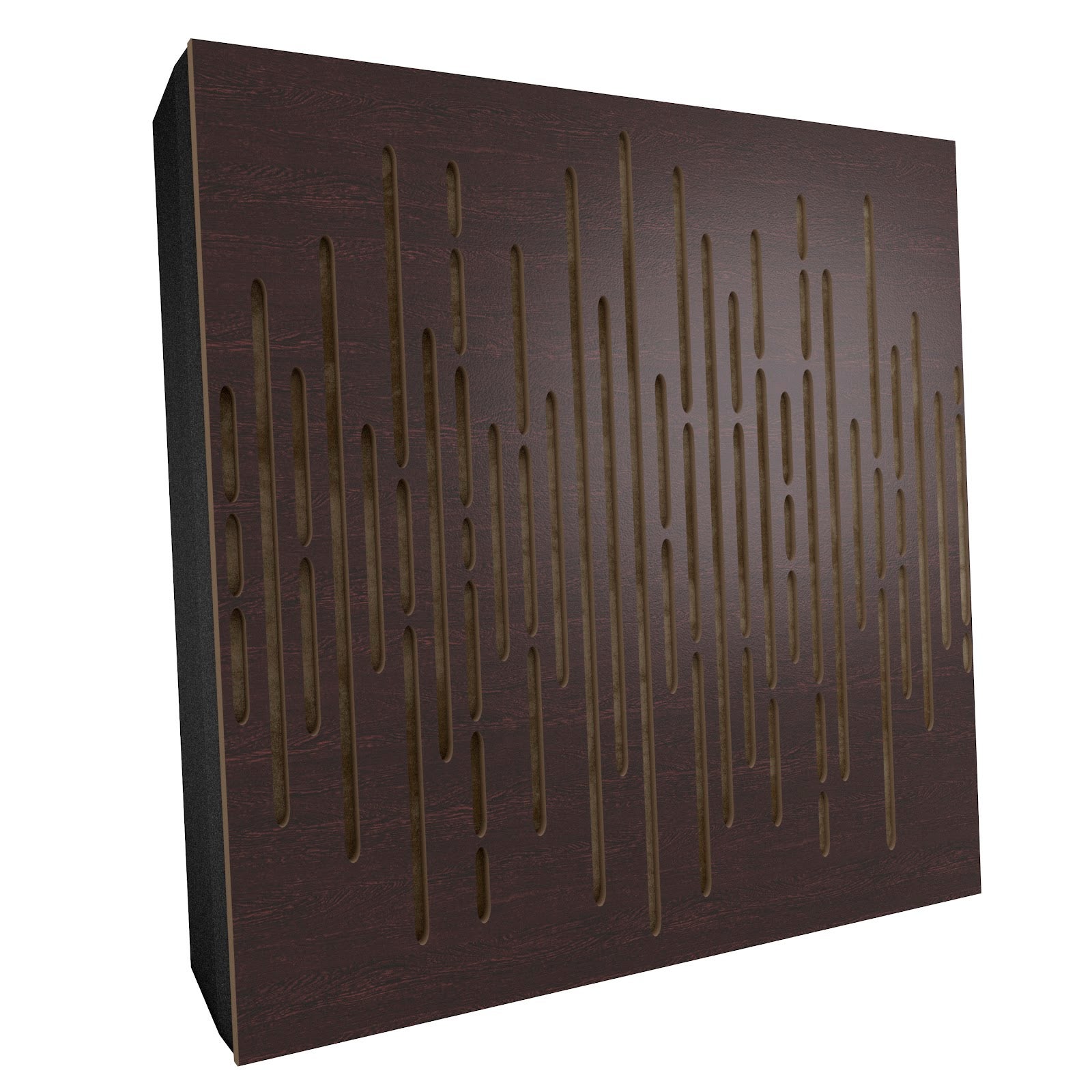 Lot de 2 Panneaux acoustiques WAVE-F décoratifs insonorisants 50x50x5 cm - MDF perforé laminé, tissu et mousse acoustique -Wengé+Beige - 2