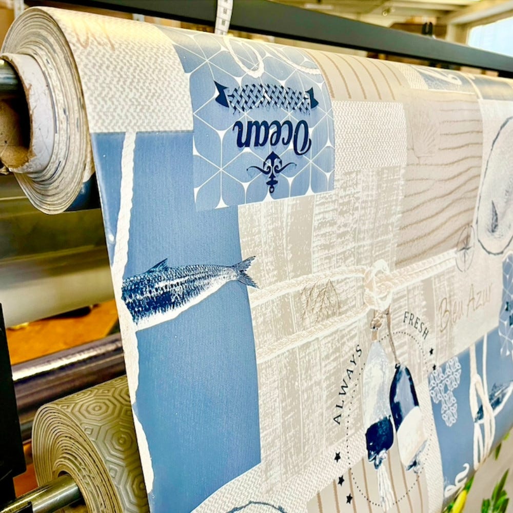 Toile cirée au mètre - Largeur 140 cm - Ambiance bord de mer Toile cirée au mètre - Largeur 140 cm - Ambiance bord de mer