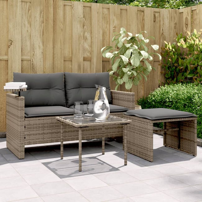 Set Mobili Da Pranzo Giardino 9 Pz Polyrattan Antracite Grigio
