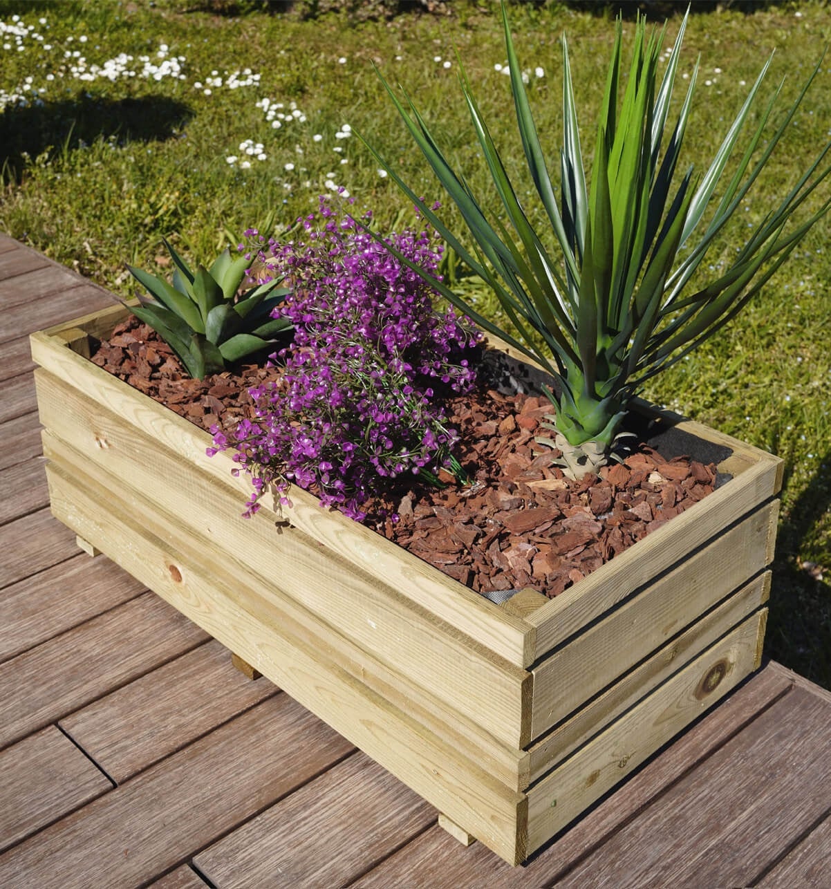 Bac à fleurs Jardipolys OSLO rectangulaire 80x40x28cm en pin - 2