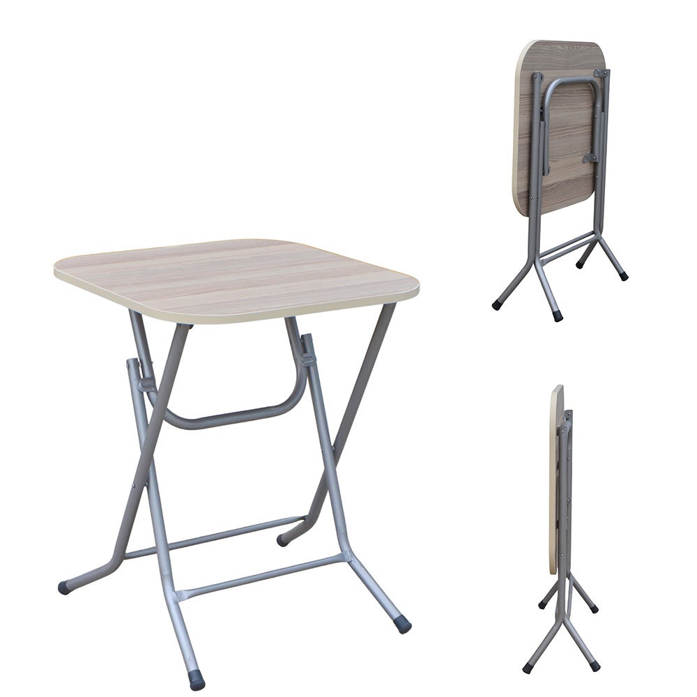 Set Bistrot Tavolo 60 Cm E 2 Sedie Con Braccioli Pieghevoli In Legno Di Acacia Paja