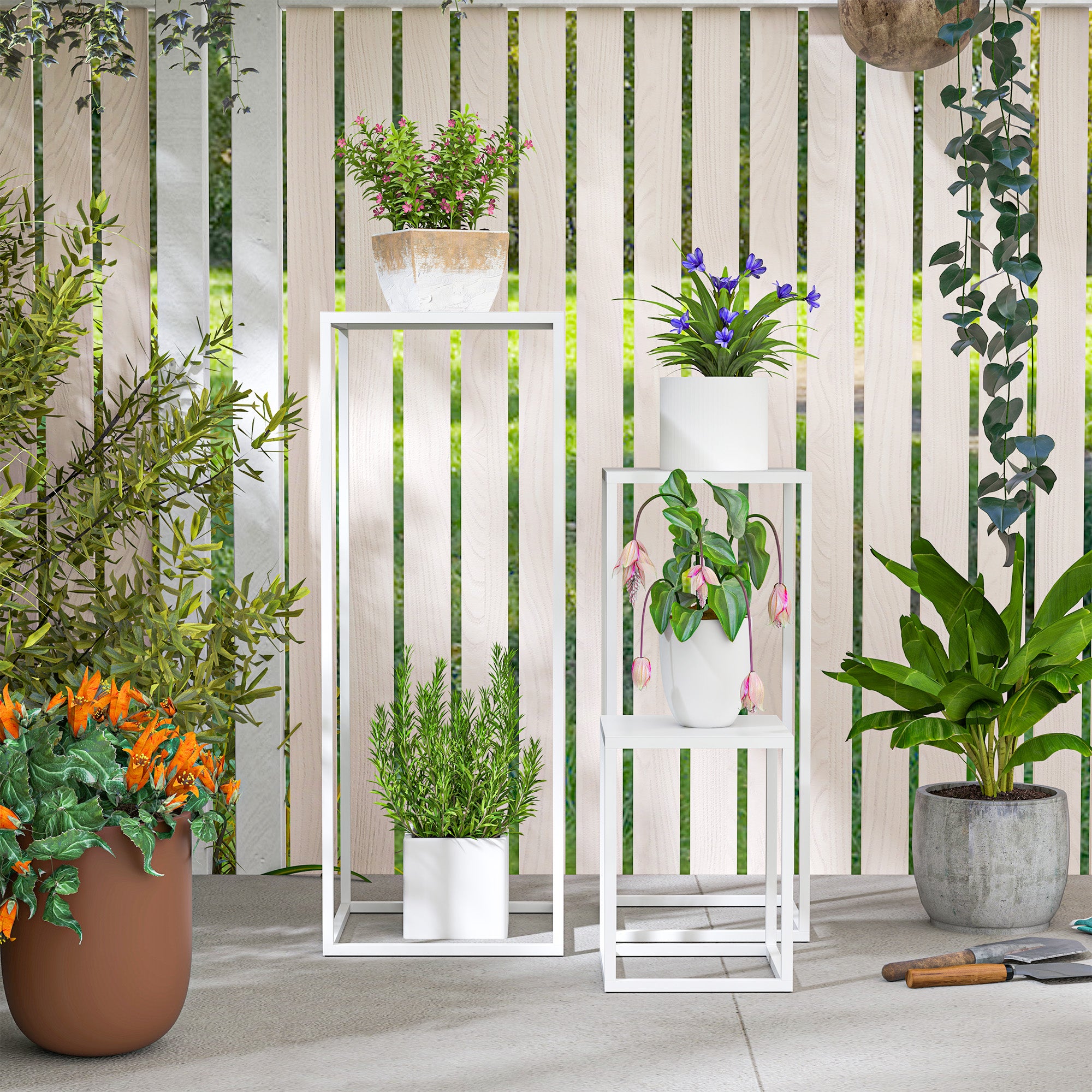 Lot de 3 supports pour plantes Métal Outsunny - 8