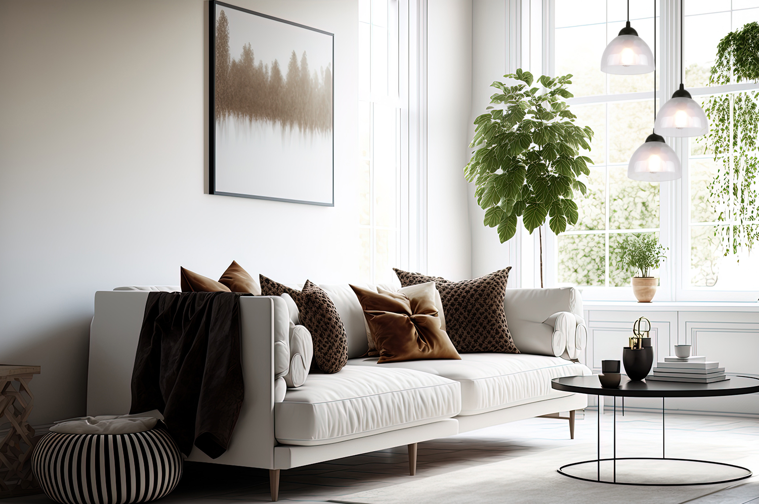 Lampa sufitowa wisząca Venice modern 3xE27 klosz półokrągły czarny/biały Light Home LH - 4