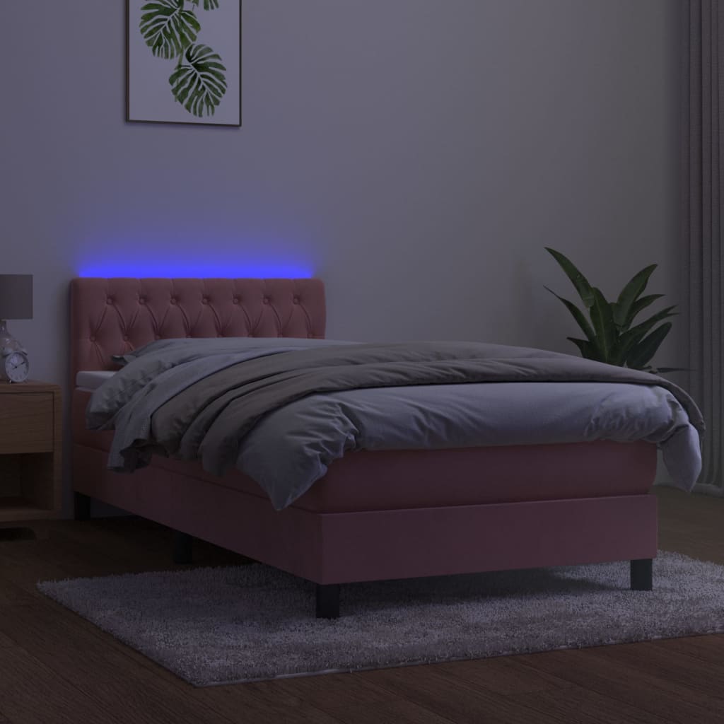 Maison Exclusive - Sommier à lattes de lit avec matelas et LED Rose 100x200 cm - 4