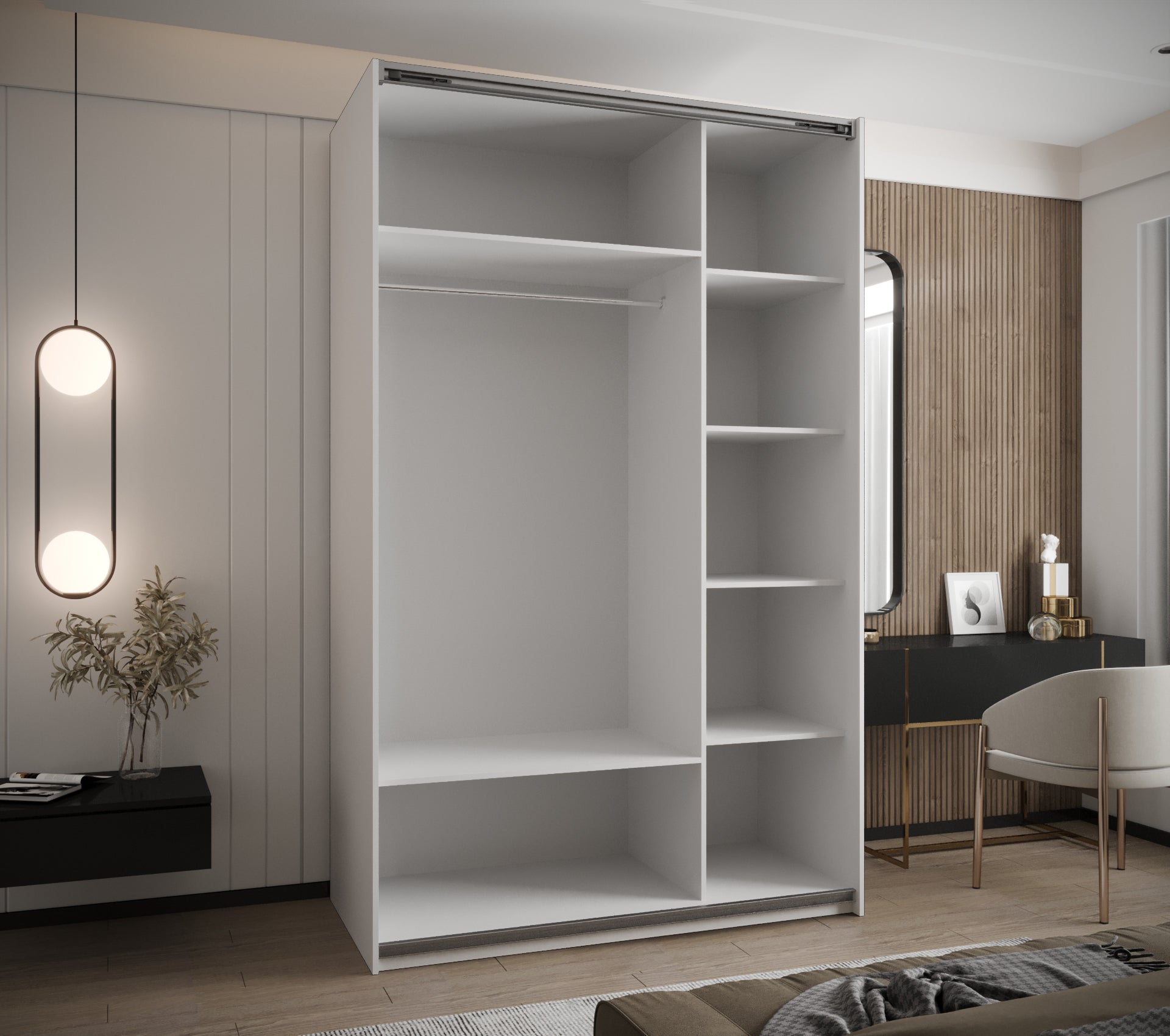 Szafa przesuwna wysoka Lux 4 150 x 64 x 245,5 cm biały + biały + u. złoty - Abiks Meble - 3