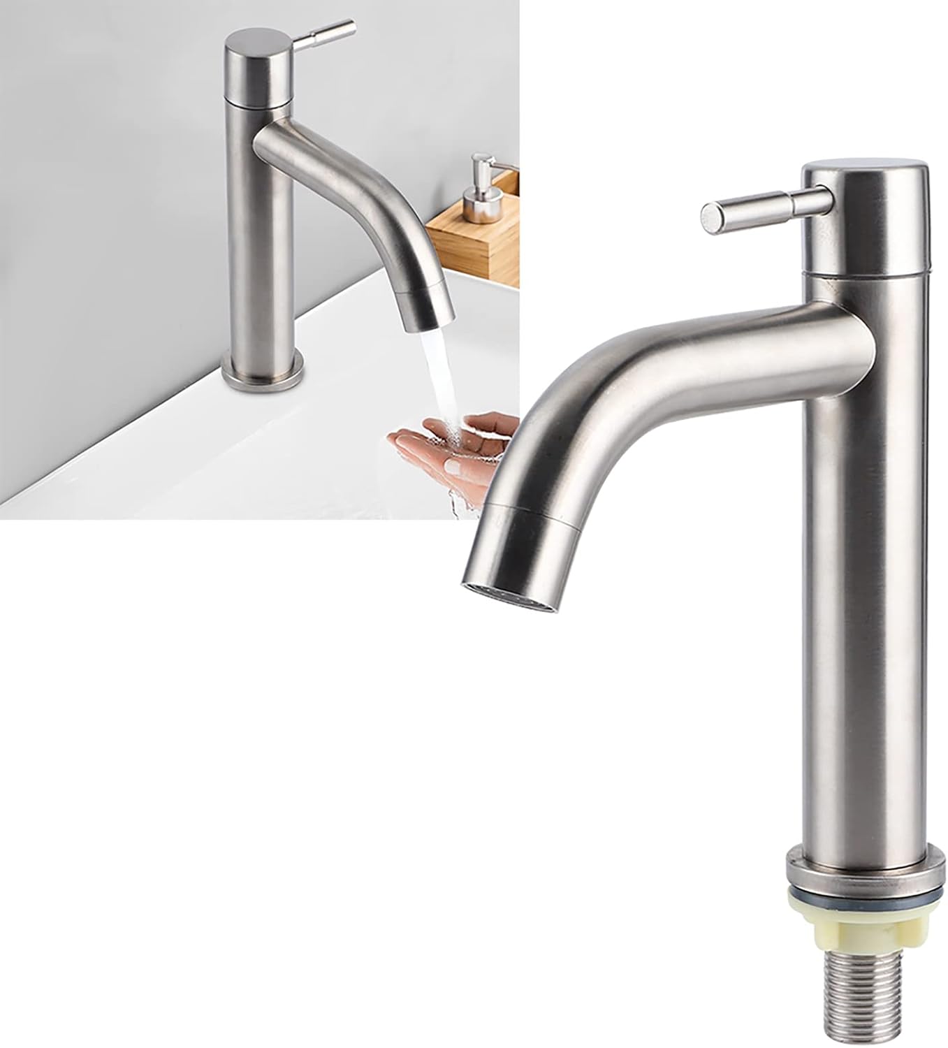 Bateria łazienkowa, kran G1/2, pojedynczy kran do zimnej wody ze stali nierdzewnej, kran umywalkowy, odpowiedni do kuchni i łazienki