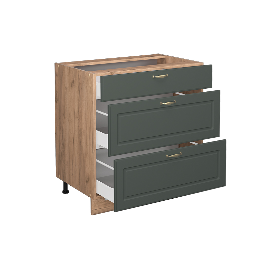 Vicco Meuble cuisine Fame-Line, Vert Or Campagne, 80cm avec 3 tiroirs, sans PT - 4