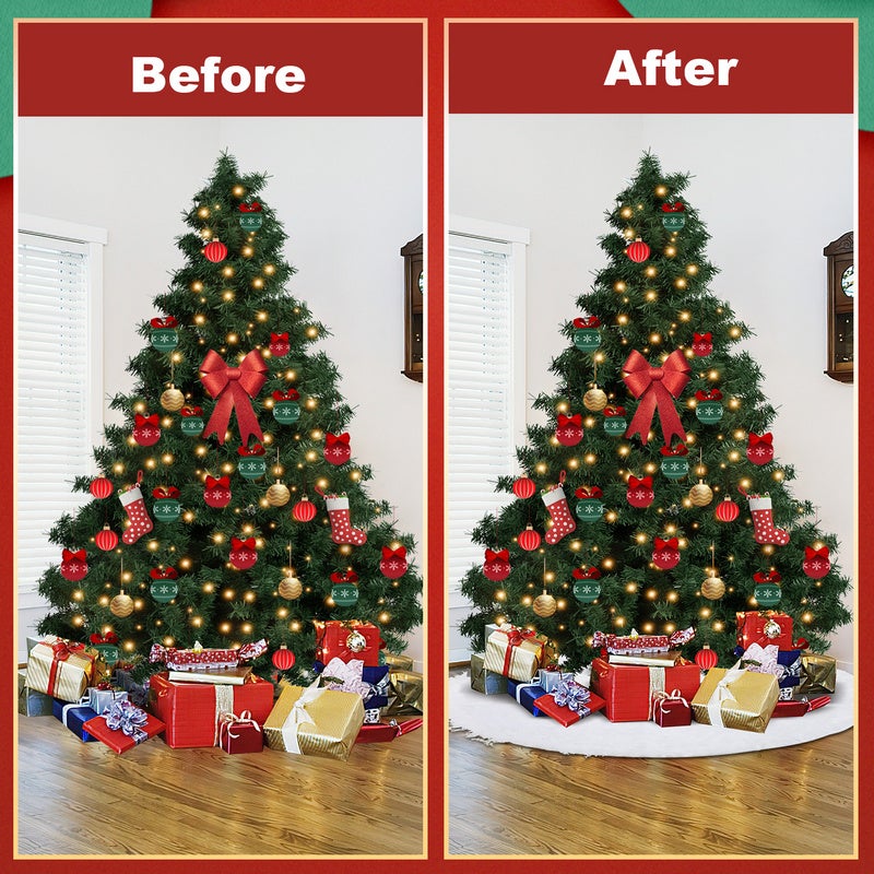 Gonna per albero di Natale 90 cm/35 pollici, gonna per albero di Natale in pelliccia sintetica, decorazioni per albero di Natale, bianco - 5