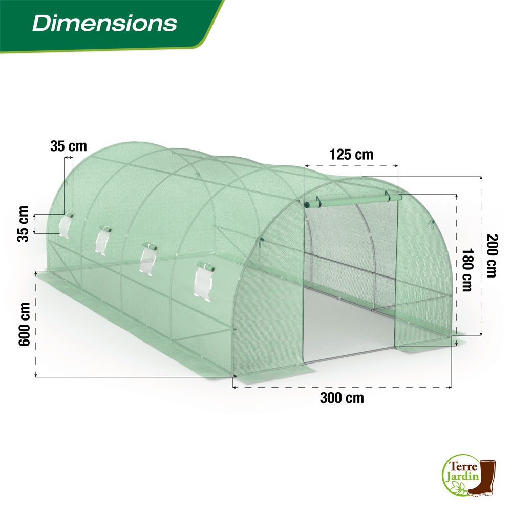 Serre tunnel de jardin en polyéthylène Renforcée - 18 m² - 3