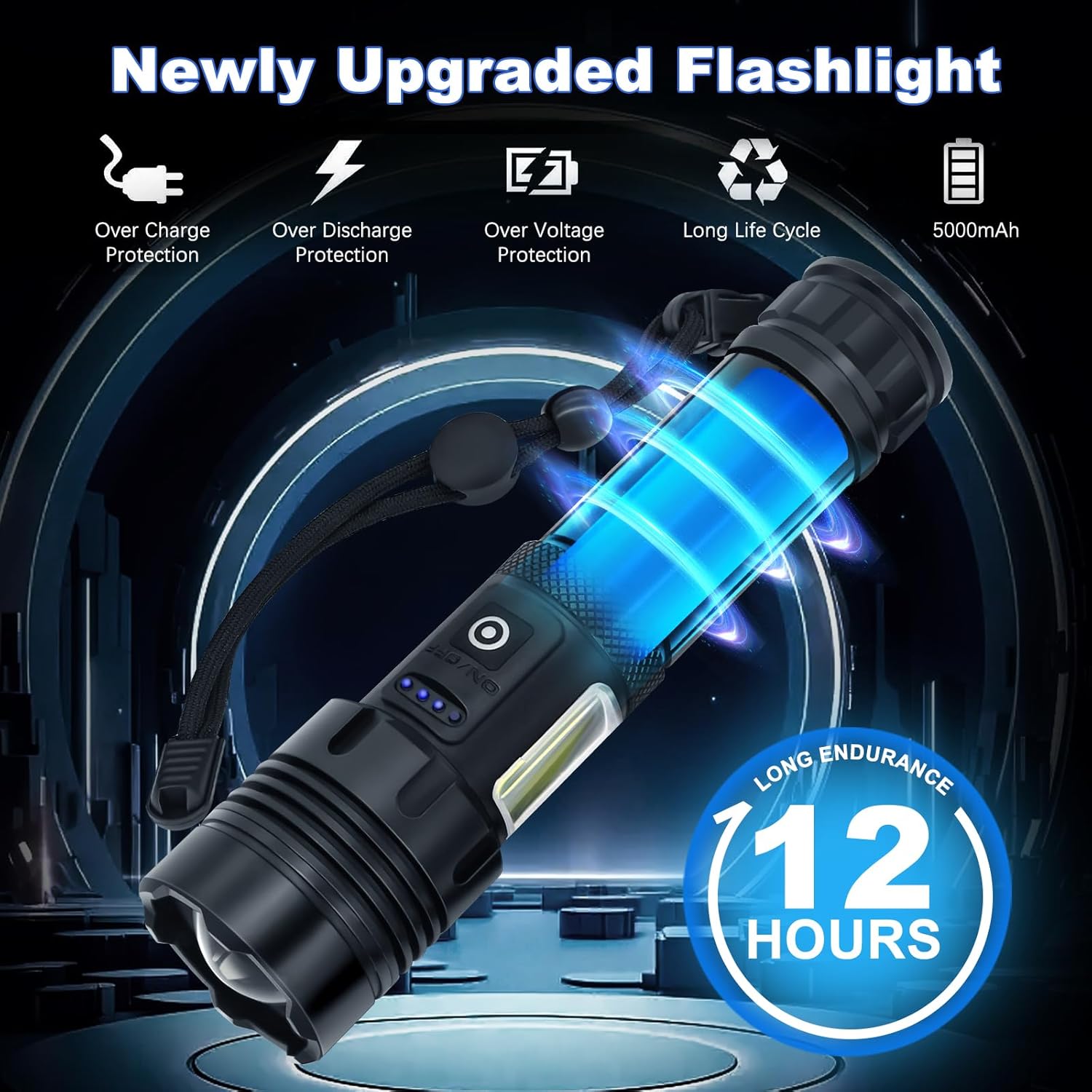 Lampe Torche LED Ultra Puissante, Cree XM-T6 1000 Lumens Lampe de poche