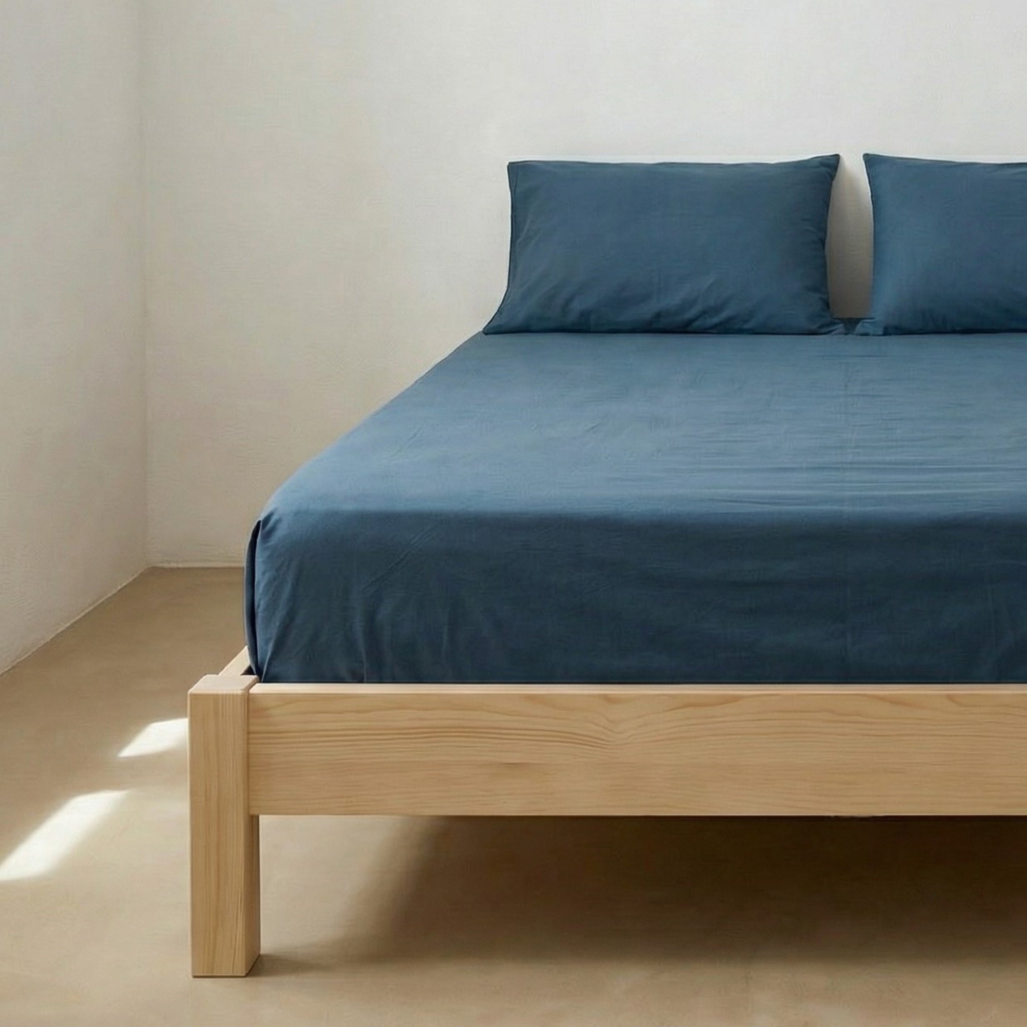Drap-housse 120x200x30 cm 100% coton respirant réglable coloris Azul - 7
