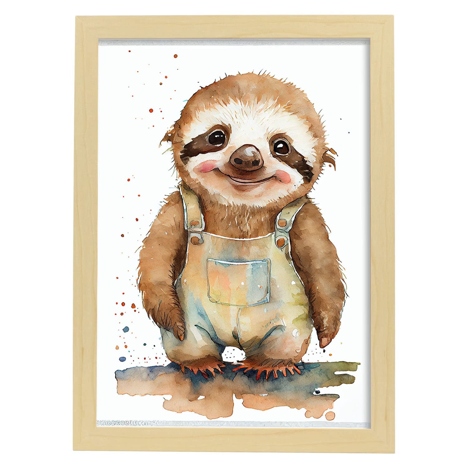 Nacnic poster de perezoso en estilo acuarela ilustraciones infantiles a todo color de animalitos bebé sobre fondo blanco a3 marcos madera