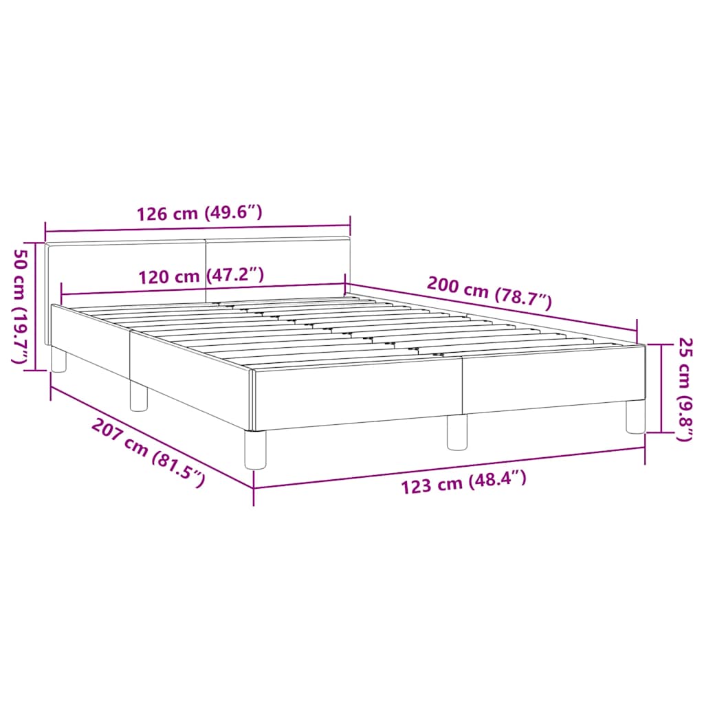 Cadre de lit sans matelas en tissu taupe pour la chambre, 120 × 200 cm - 9