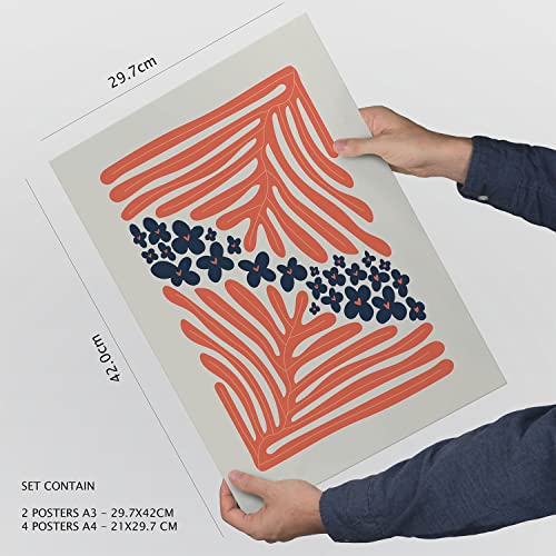 Nacnic Lot De 6 Affiches Minimalisme Aux Couleurs Pastel Collection D'été Impressions De Paysage Et De Nature Et La Décoration A3 & A4 Cadres En Bois - 4