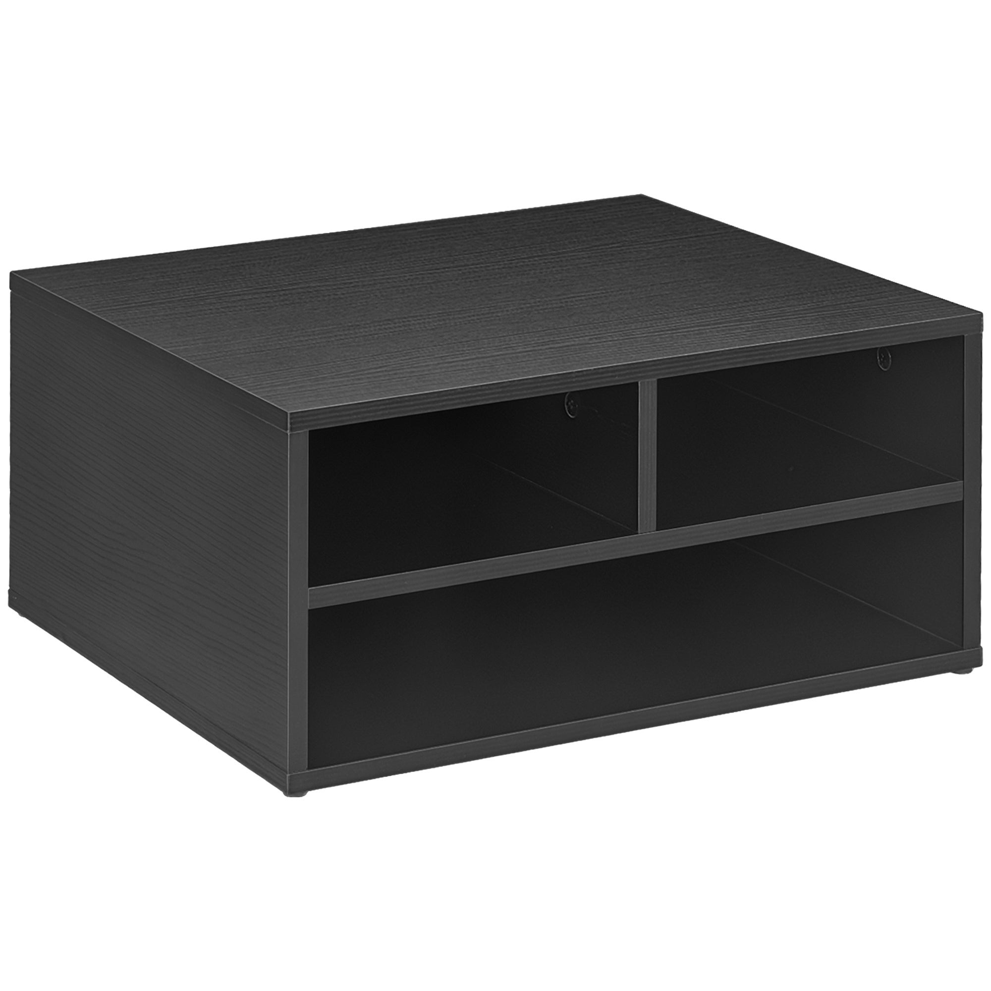Relaxdays Support D'Imprimante 3 Compartiments Avec Tiroir – Meuble Bureau Compact Et Pratique, Noir Mat, 22 X 40 X 30 Cm