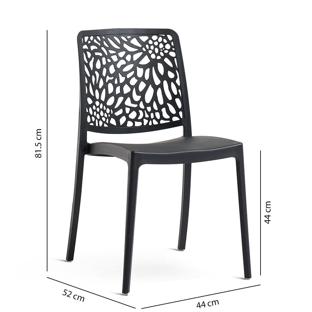 Lot de 6 Chaise de jardin sans coussin Sole en Polypropylène Noir - 6