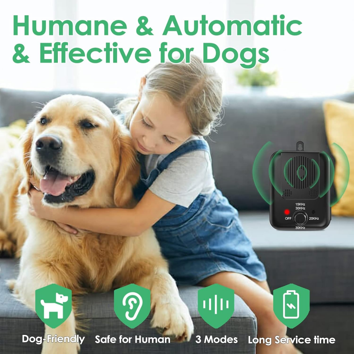Dispositivo anti-latidos, dispositivo de controle de latidos de cães com ultrassom de 3 níveis, preto - 2