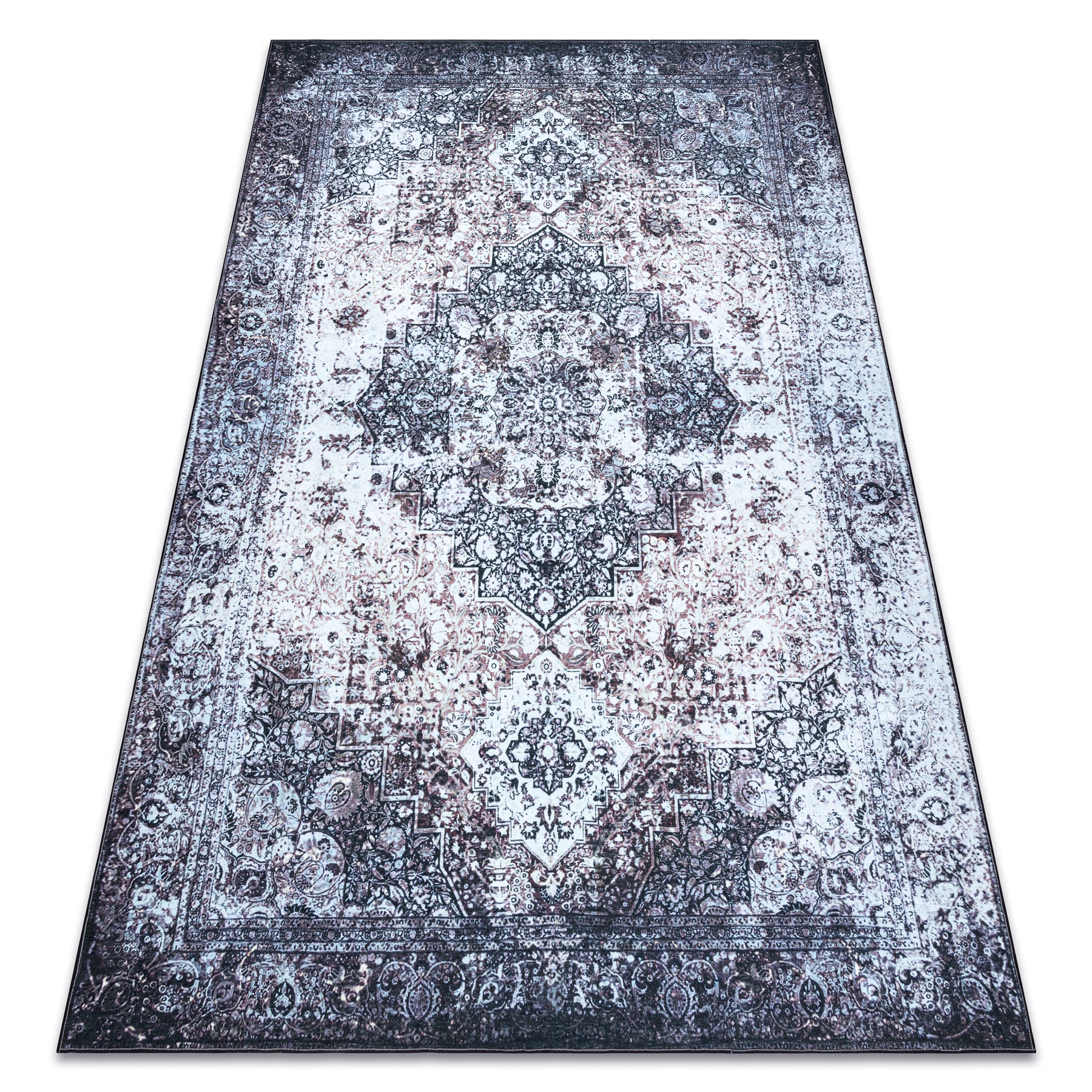 Antika alfombra ancret washedstone, adorno sunset, lavable - gris 160x220 cm
