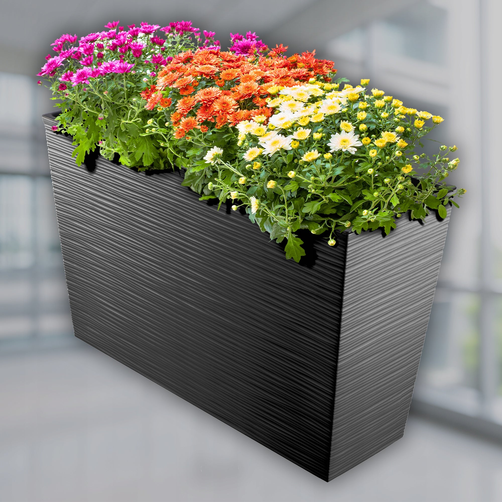 Vaso de flores KADAX Vaso de flores + plantador de inserção Plantador de terraço alto preto 19x56cm - 4