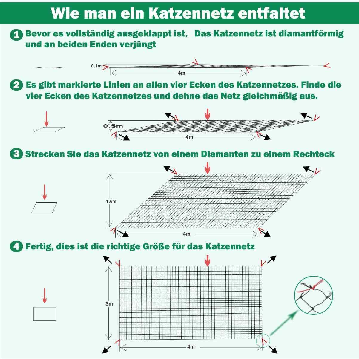 Filet de protection pour chat de balcon- résistant-anti-morsures-anti-âge-pour balcon et fenêtre (noir) 4 x 3 mètres - 4