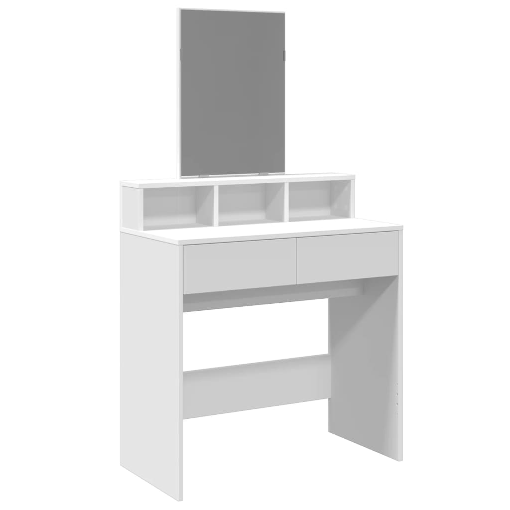 Coiffeuse Irma Avec Miroir Lumineux LED Et 3 Tiroirs - Blanche - Vicco