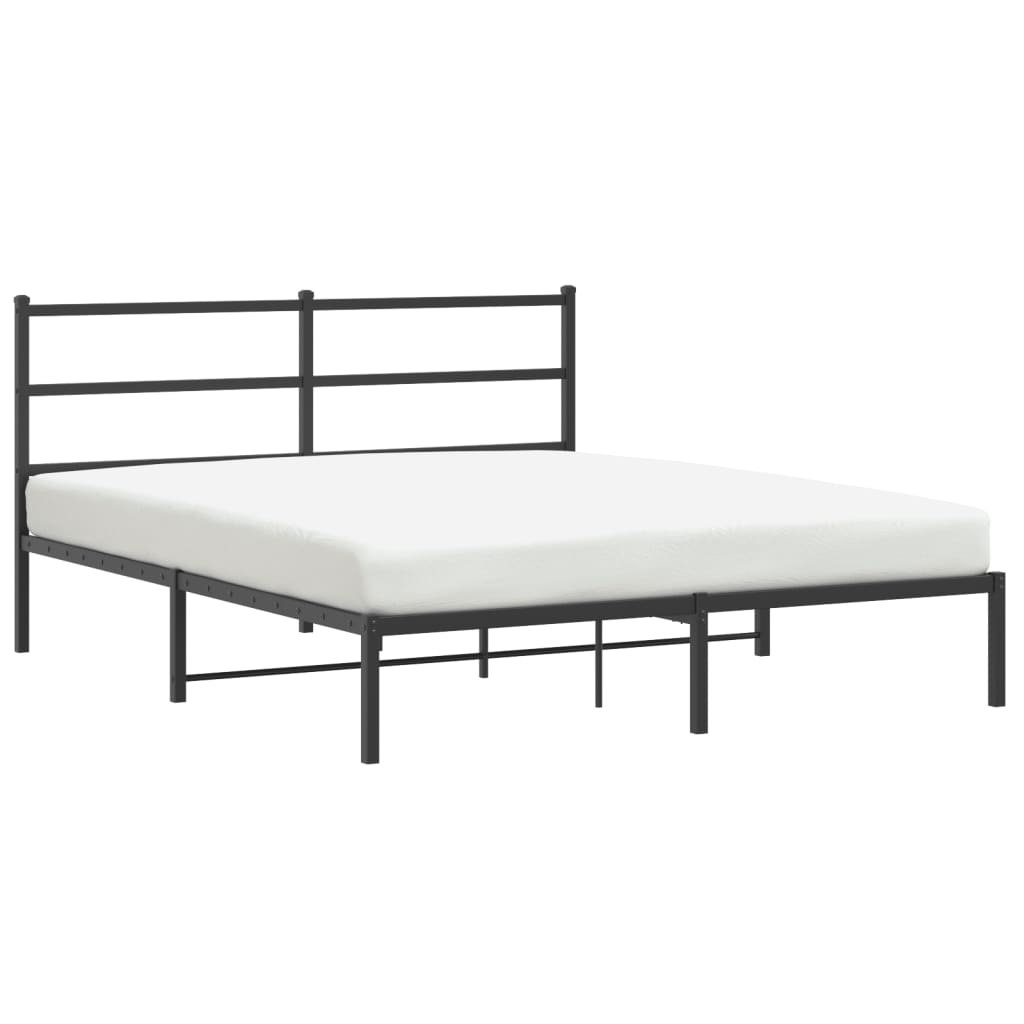 Estructura cama sin colchón con cabecero metal negro 160x200 cm vidaXL - 2