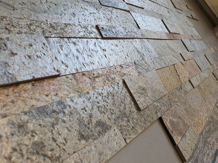 Revestimiento de Pared Tira Autoadhesiva de Piedra Natural Plata Zeera Oro Verde – Relieve 60x15 cm, Grosor 0,2/0,4 cm - 3