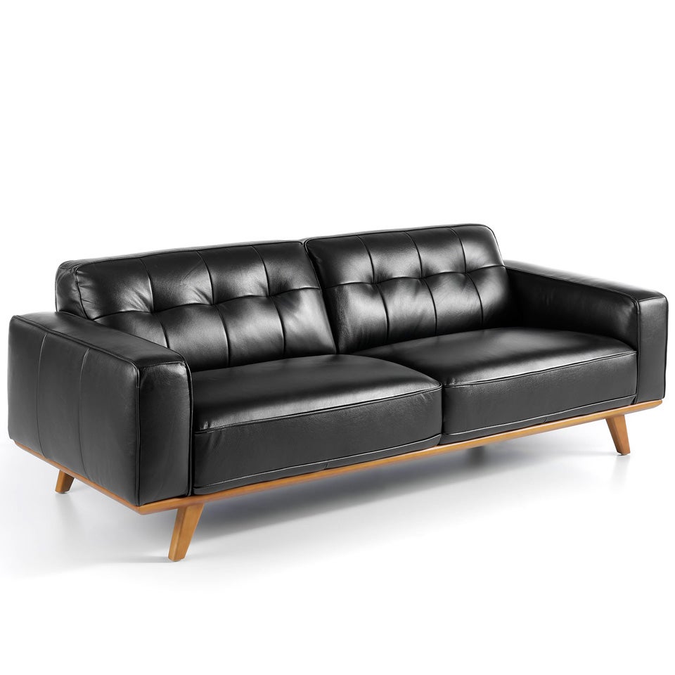 3-osobowa sofa Chester z czarnej skóry 227 x 95 x 78 cm