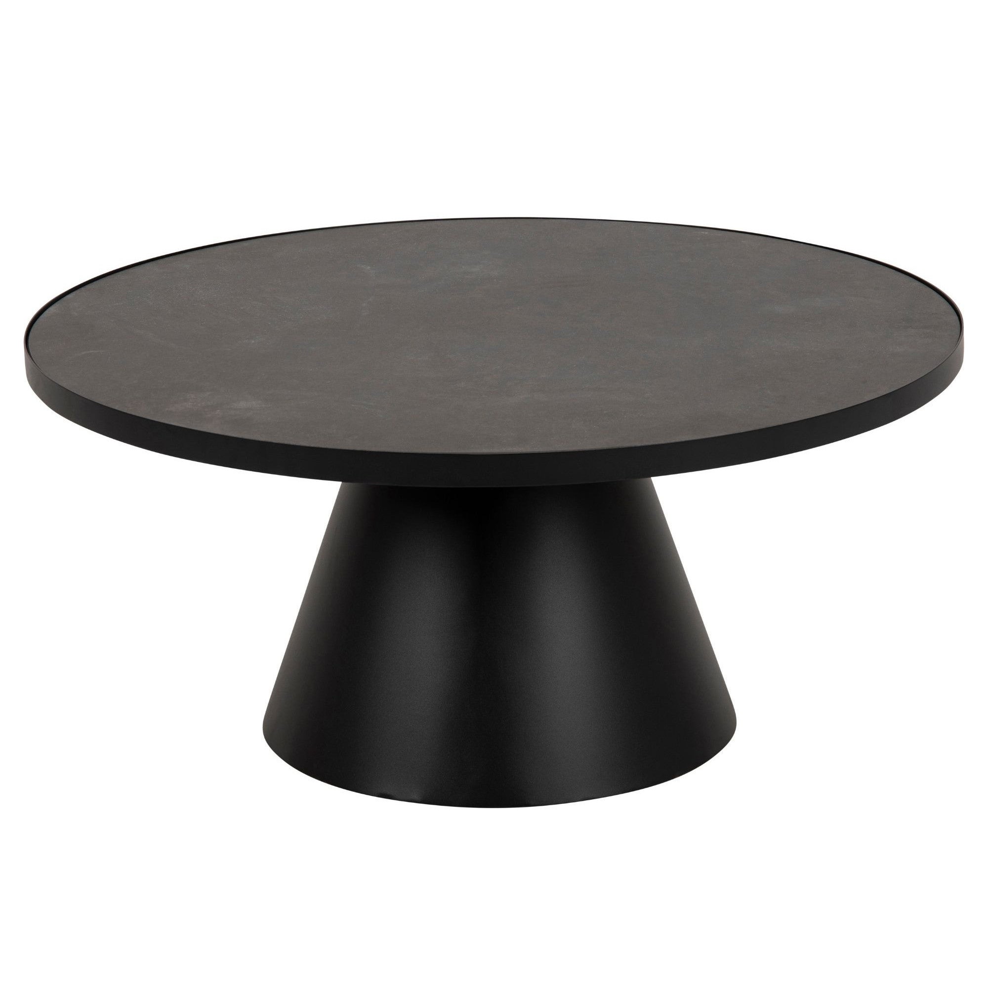 Stolik kawowy okrągły Soli ACTONA szklano-ceramiczny czarny 85 cm nowoczesny do salonu 1 szt.