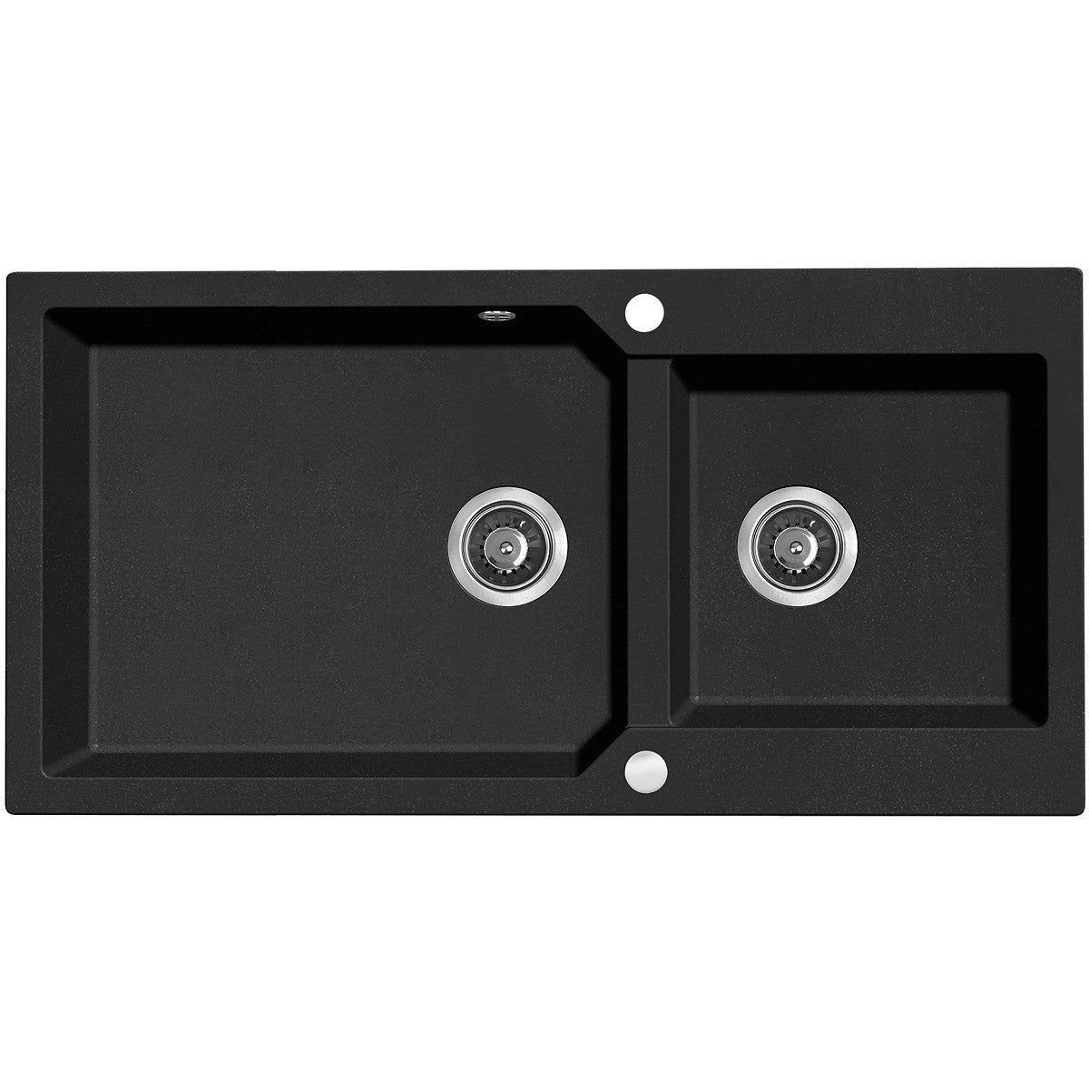 Zlewozmywak Granitowy Dwukomorowy Laveo MILOS 50x98cm Czarny