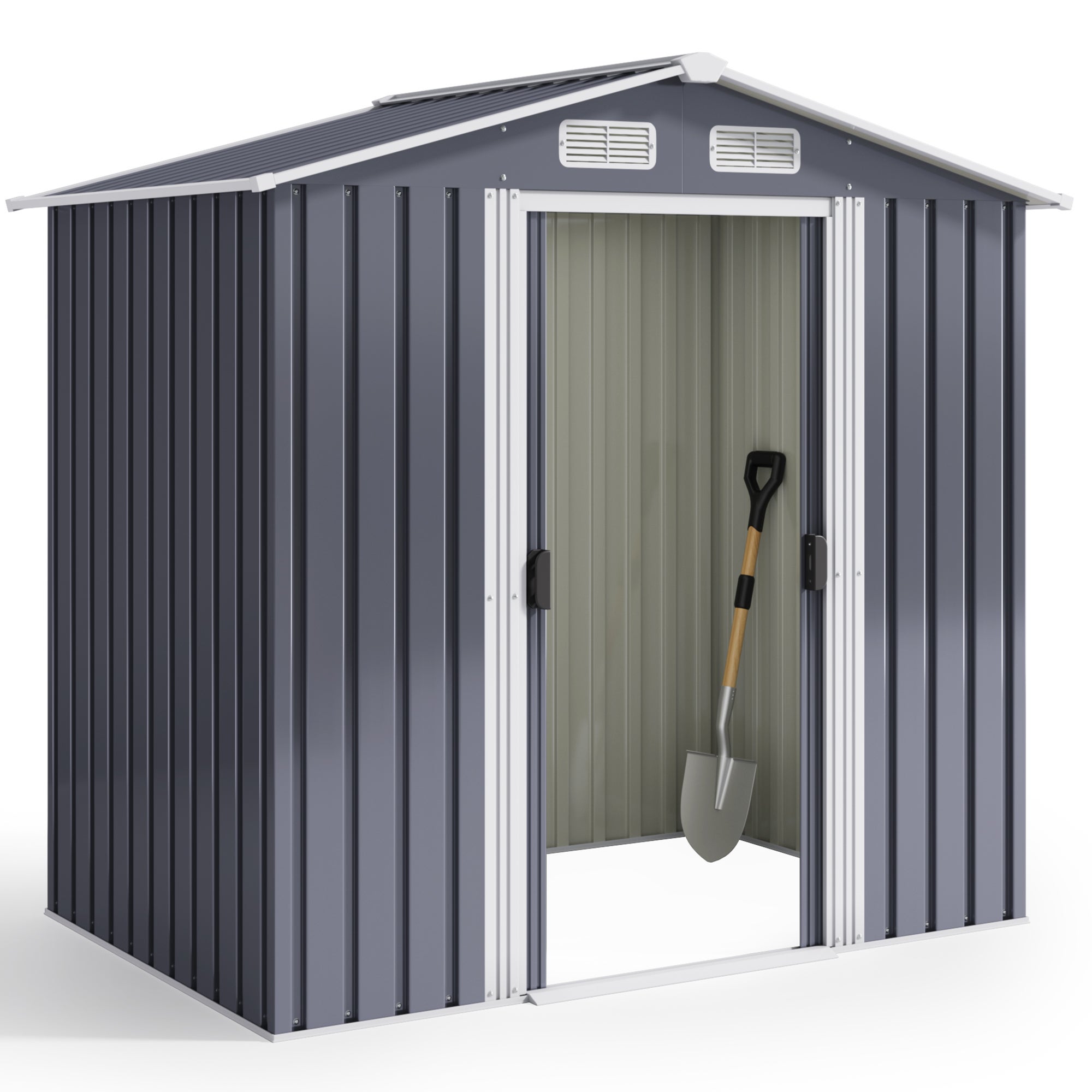 Szałek Ogrodowy Metalowy 2,19 m² Stal Galvanizowana Antracytowy na terenie 184 x 119 x 186 cm Bealife