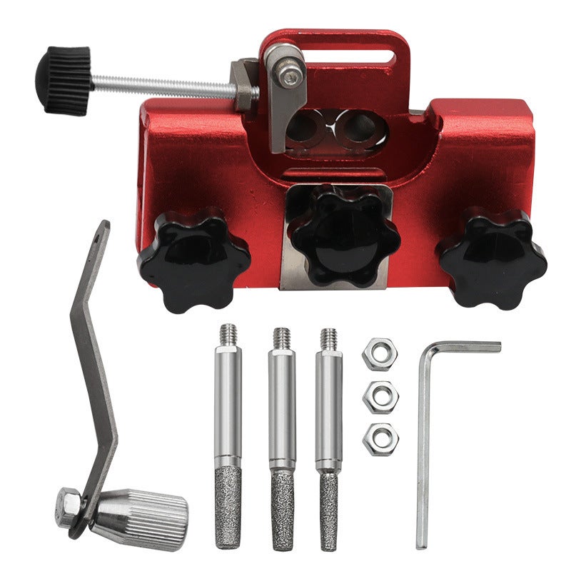 Affûteur De Chaîne De Tronçonneuse Professionnel - Kit Complet Avec 5 Têtes, Manivelle Et Accessoires Pour Tous Types De Scies