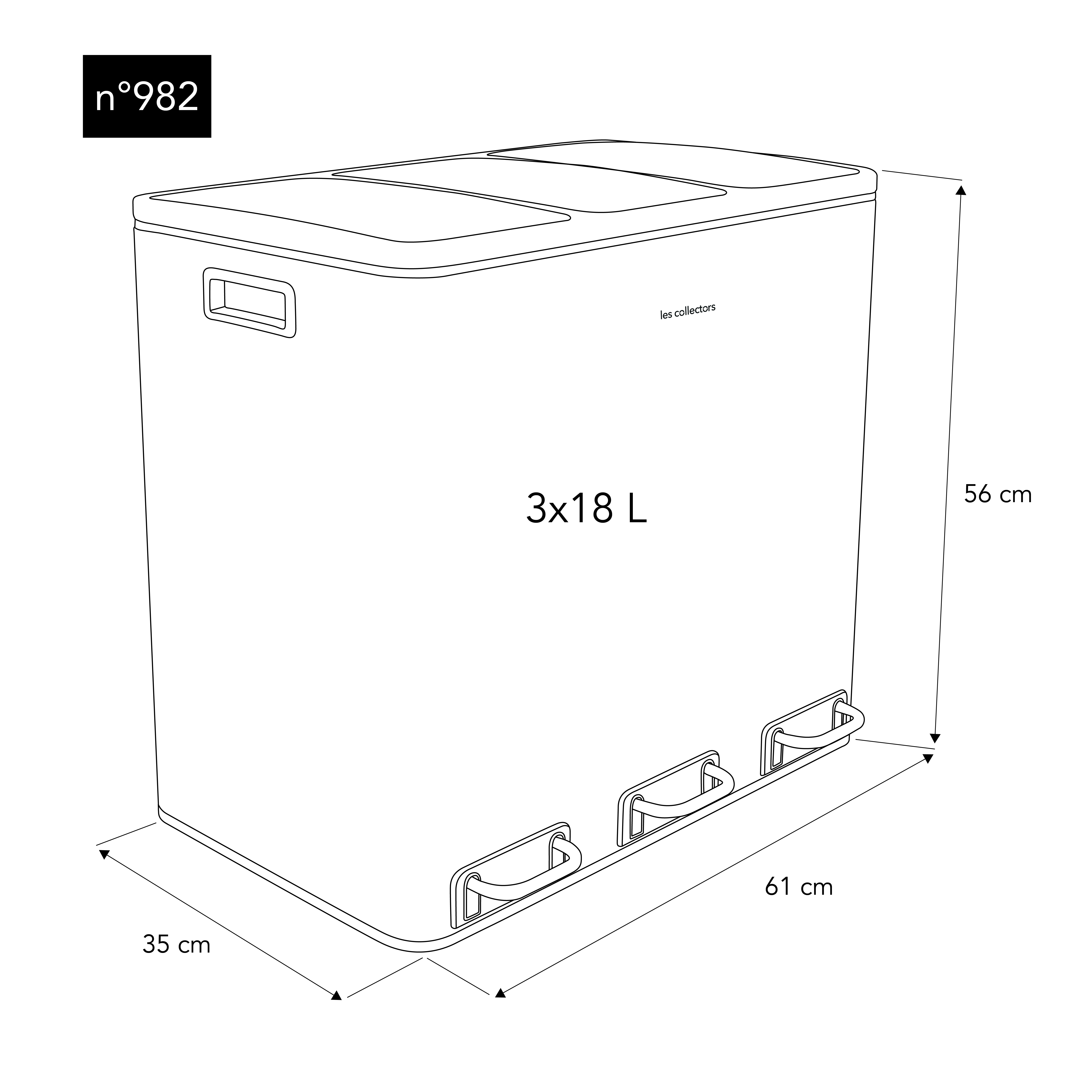 Les Collectors N°982, Spazzatura a Pedale per Racconta Differenziata, Inox Spazzolato,3x18L, Resistente, 3 Contenitori Rimovibili, Chiusura Silenzios - 7