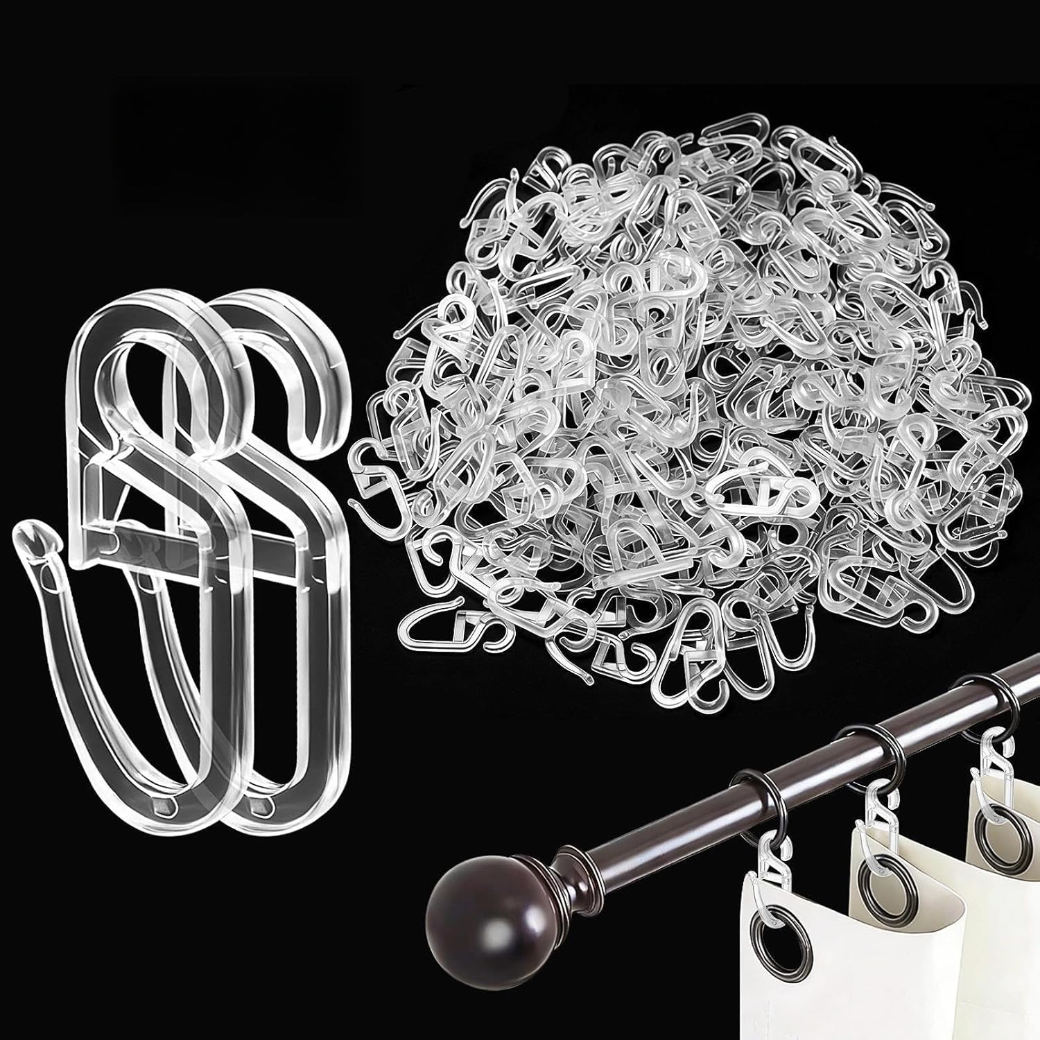 130 Pièces Crochet Rideaux avec œillets de 6 mm, Clips de Rideau ...