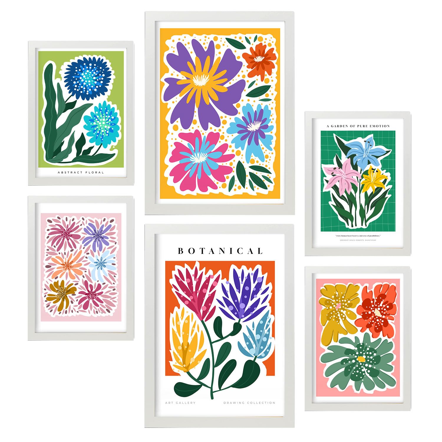 Nacnic lámina poster de primavera galería de arte abstracta cuadros decorativos para tu salón dormitorio hogar estampados a4 y a3 con marcos blanco